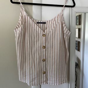 Tan and White Stripped Tank Top